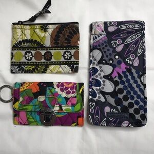 Vera Bradley Lot of 3 Colorful Wallet and Pouches